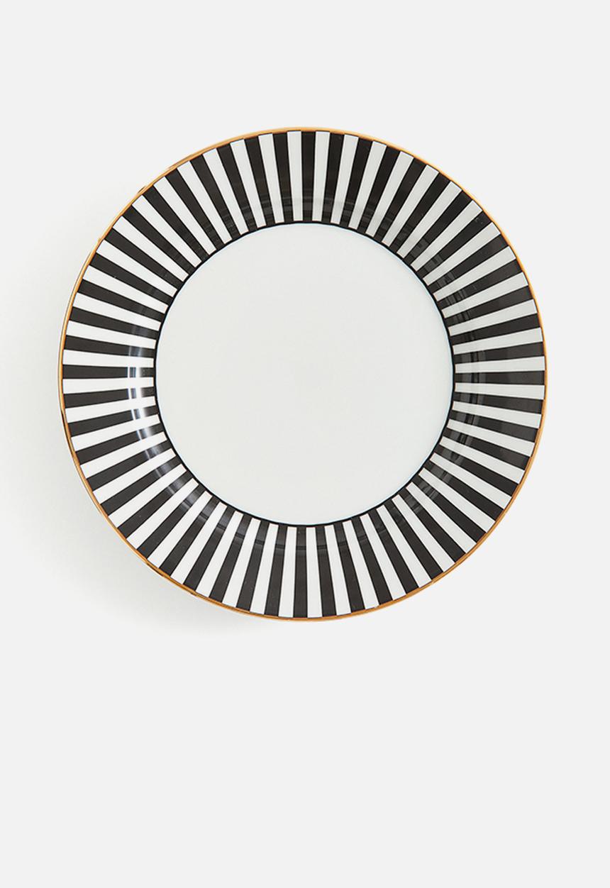 H&M - Porcelain medium plate - black striped