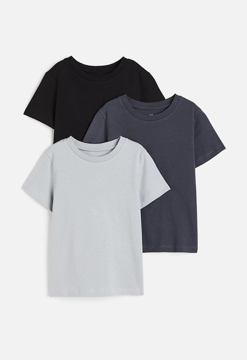 H&M - 3 pack t-shirts - grey & black