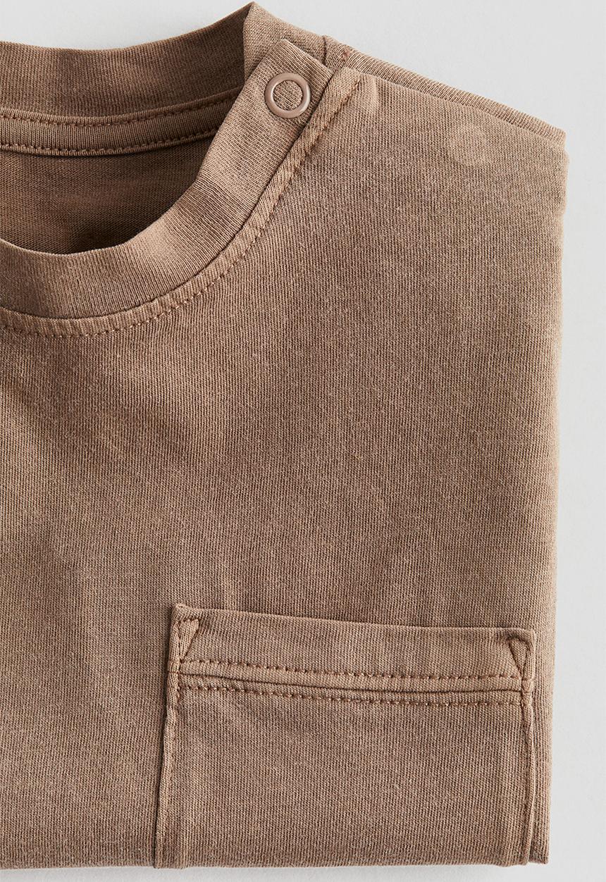 H&M - Washed-look T-shirt - dark beige 