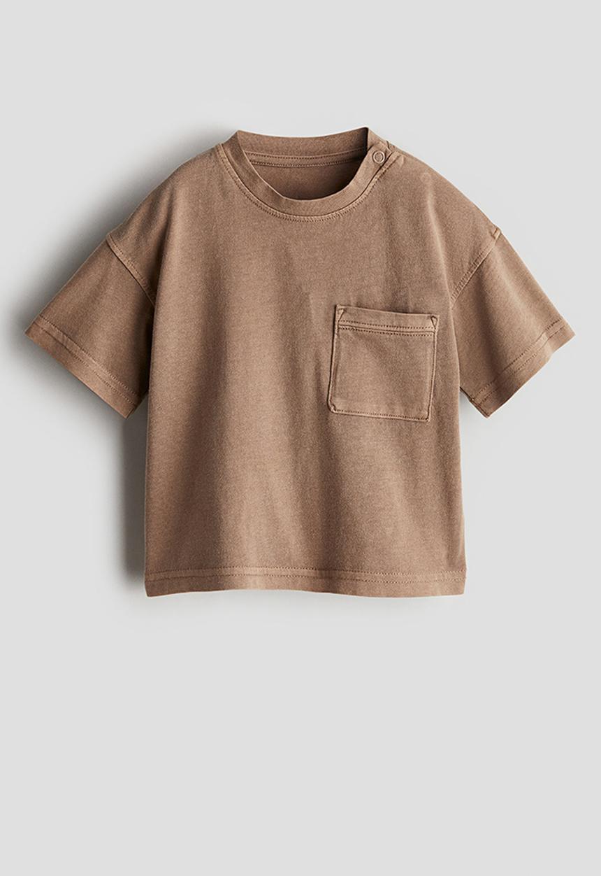 H&M - Washed-look T-shirt - dark beige 