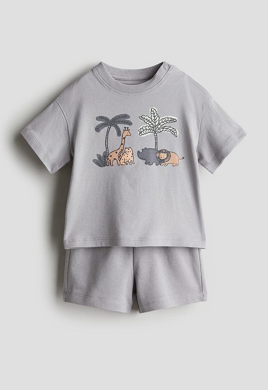 H&M - 2-Piece top and shorts set - grey animals