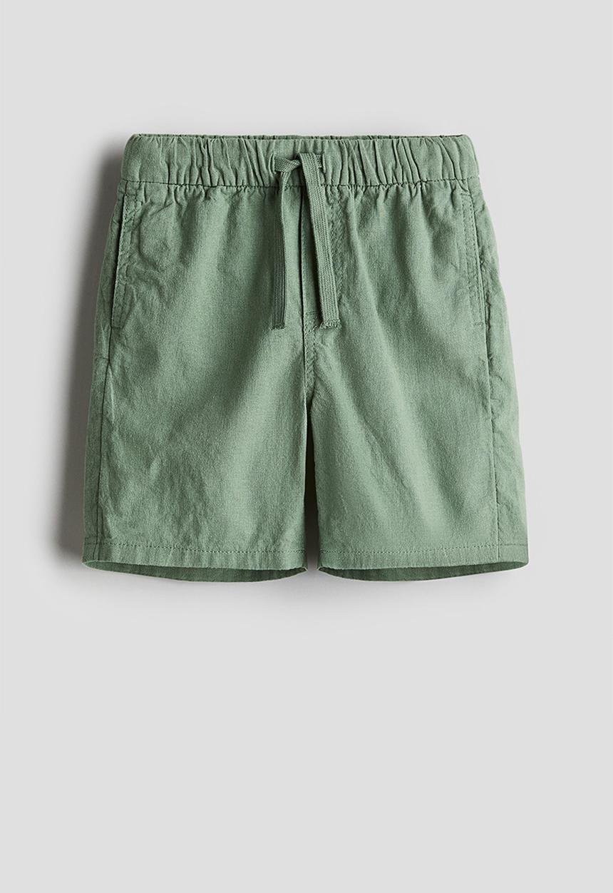 H&M - Linen-blend pull-on shorts - green