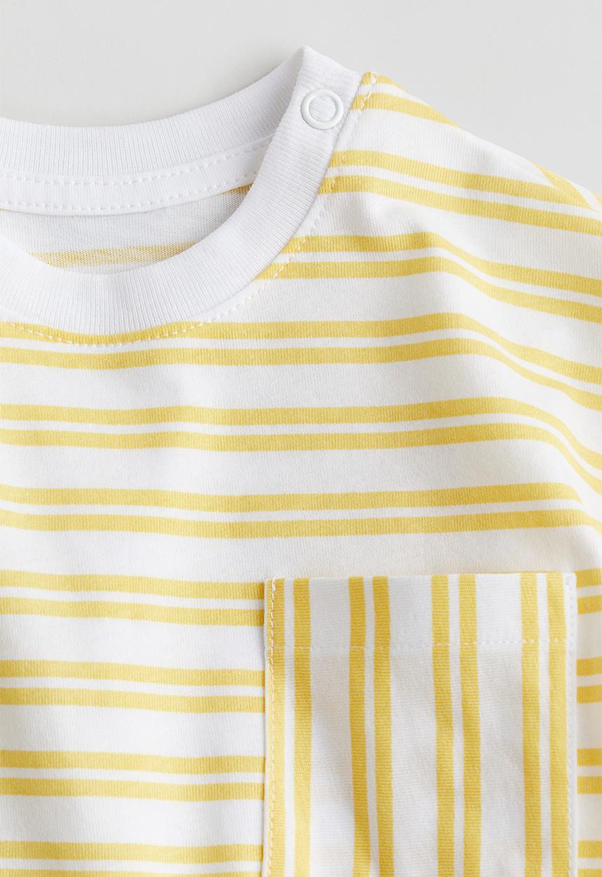 H&M - Cotton jersey T-shirt - white & yellow striped