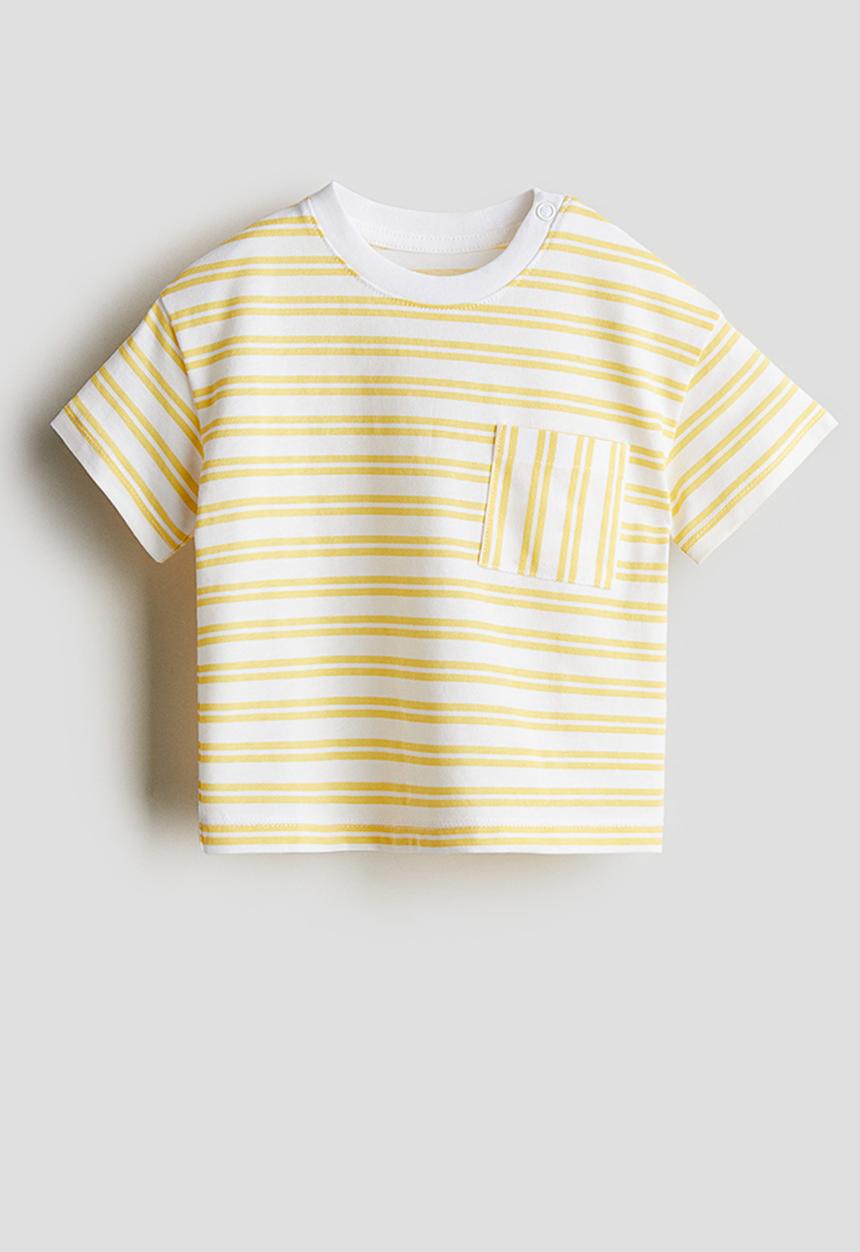 H&M - Cotton jersey T-shirt - white & yellow striped