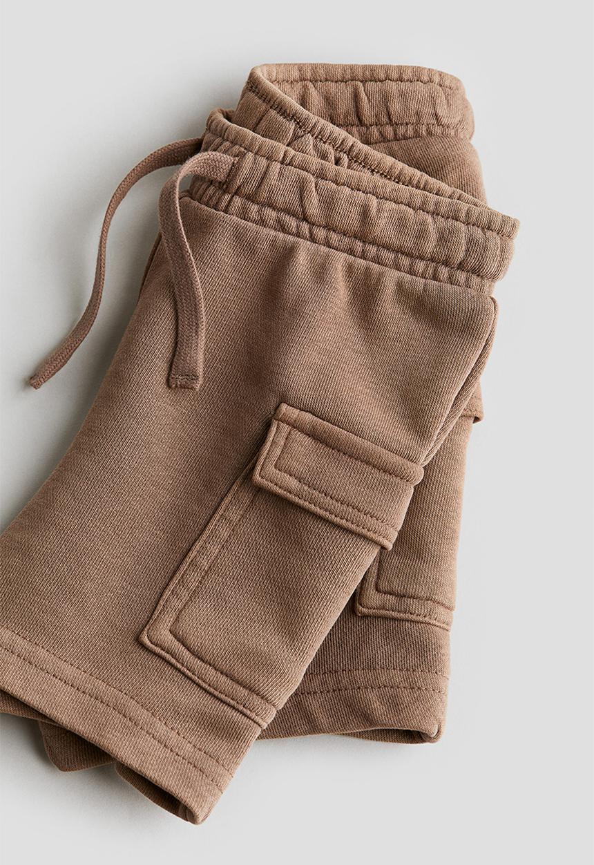 H&M - Washed-look sweatshirt cargo shorts - brown