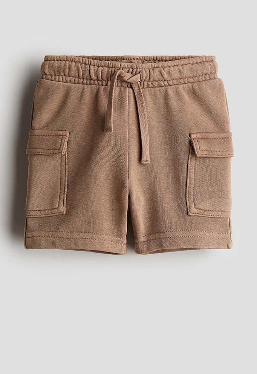 H&M - Washed-look sweatshirt cargo shorts - brown