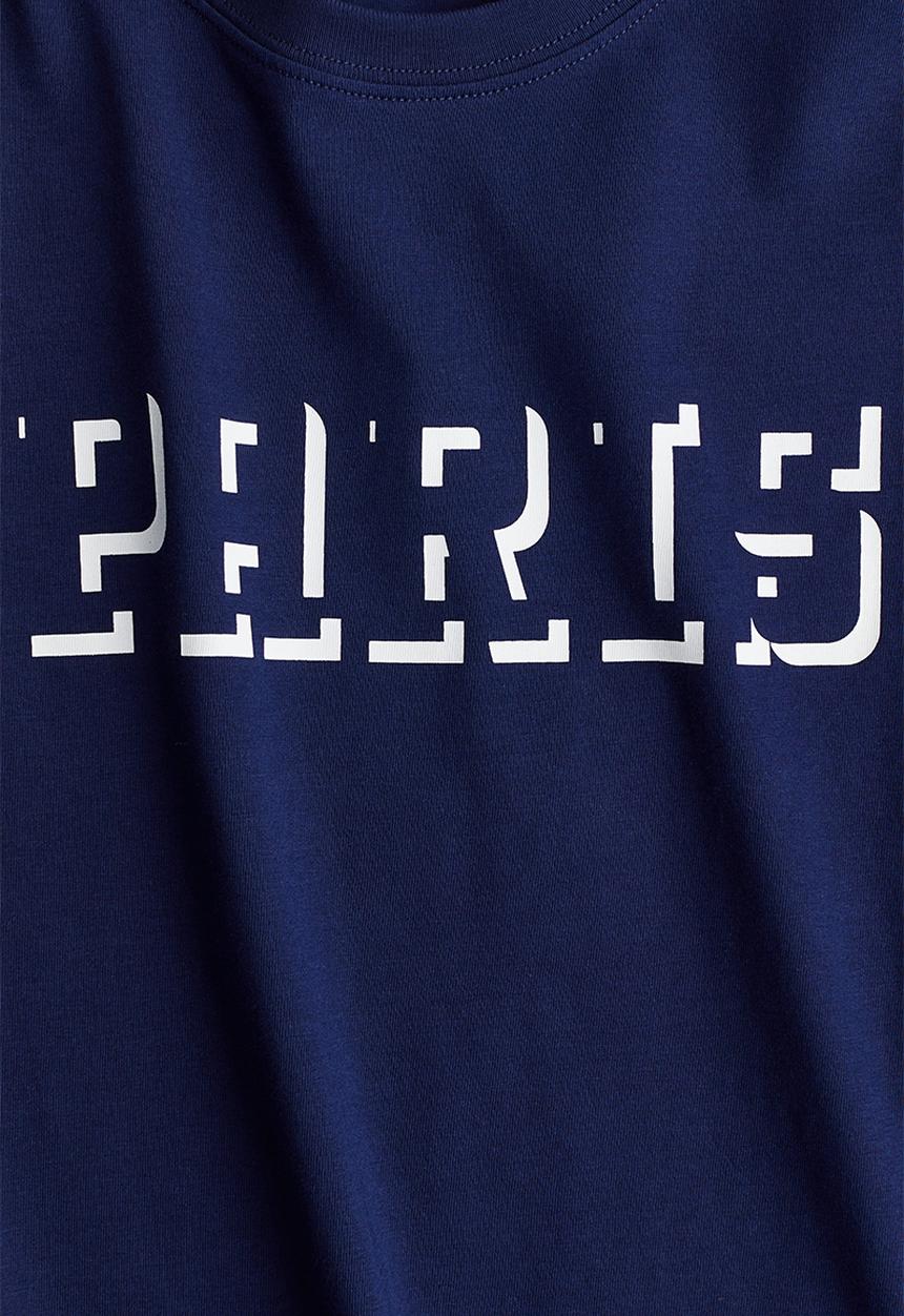 H&M - Printed cotton t-shirt - dark blue & paris