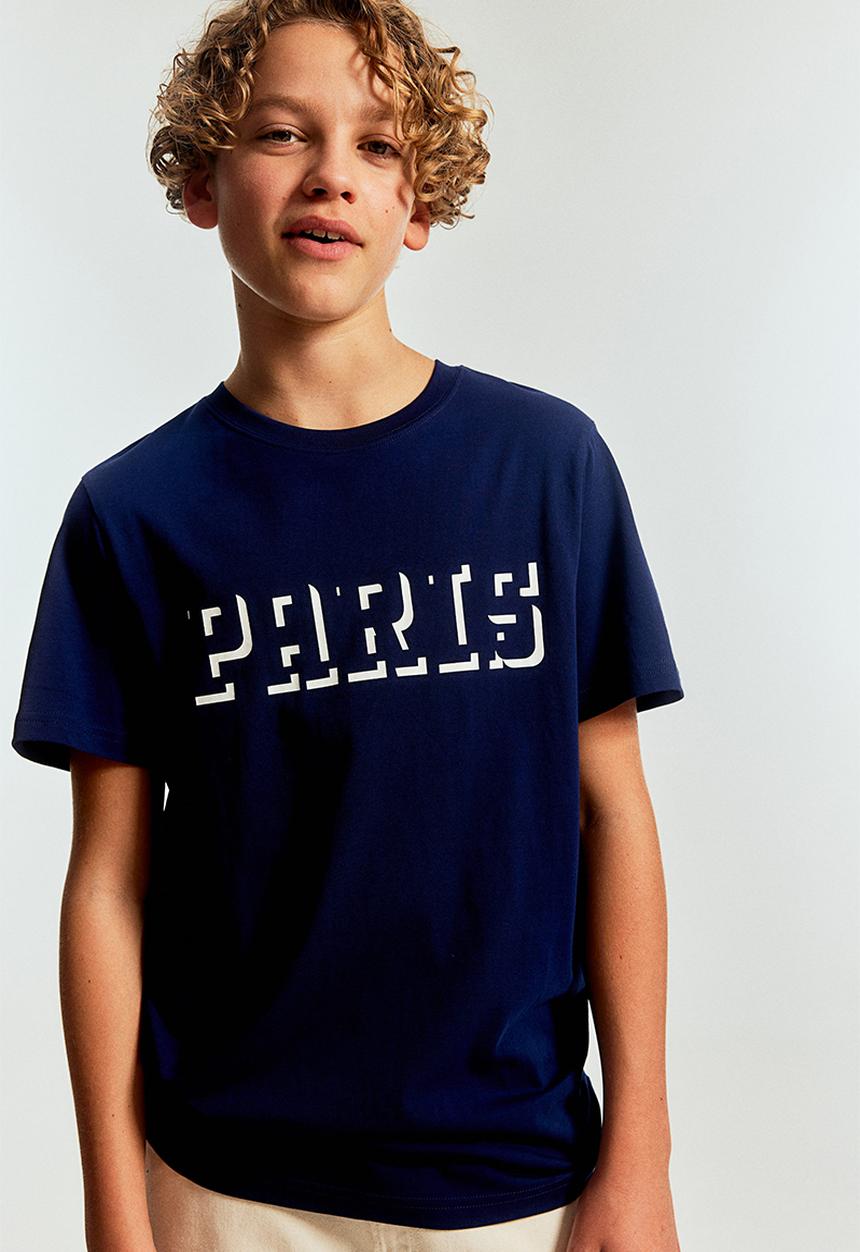 H&M - Printed cotton t-shirt - dark blue & paris