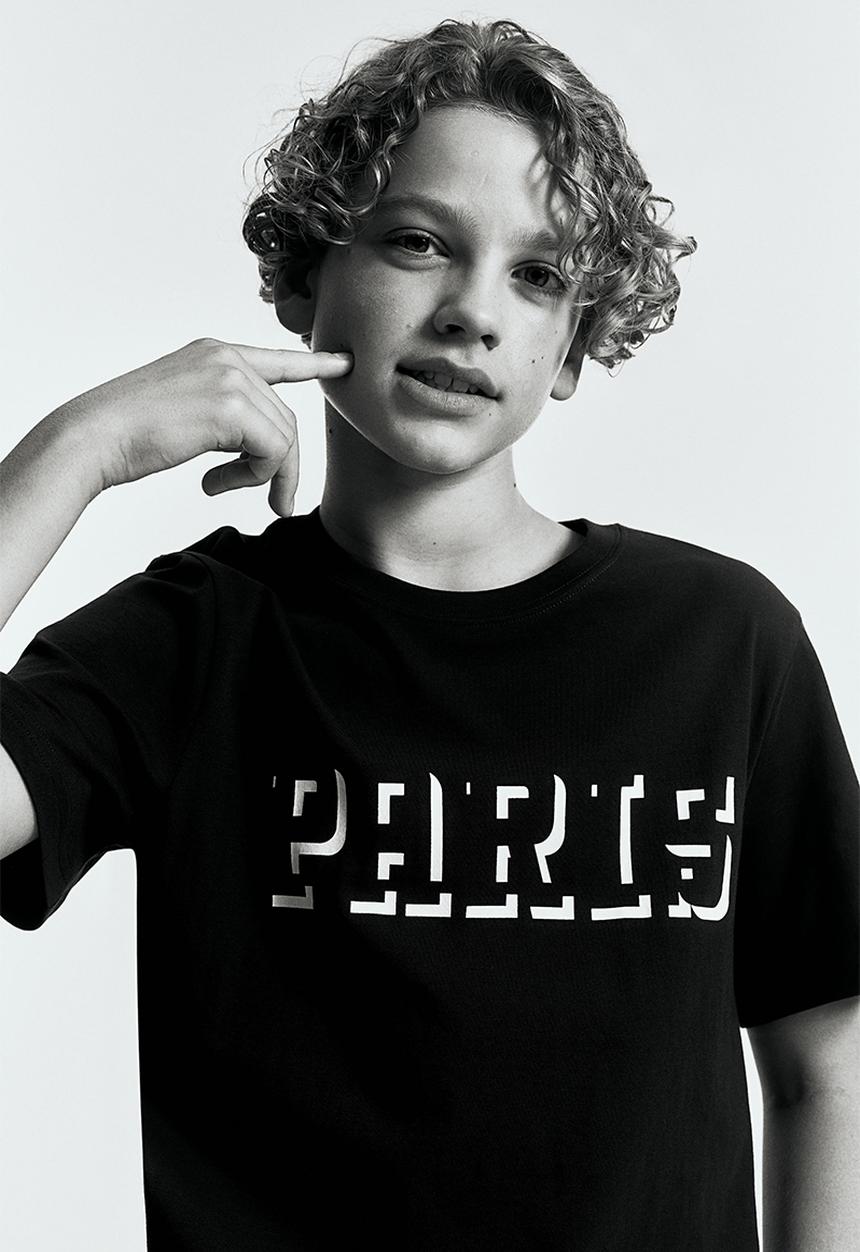 H&M - Printed cotton t-shirt - dark blue & paris