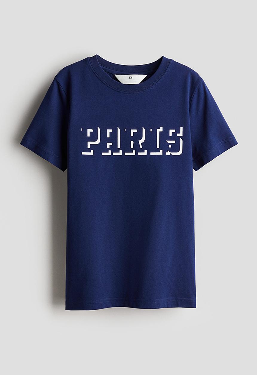 H&M - Printed cotton t-shirt - dark blue & paris