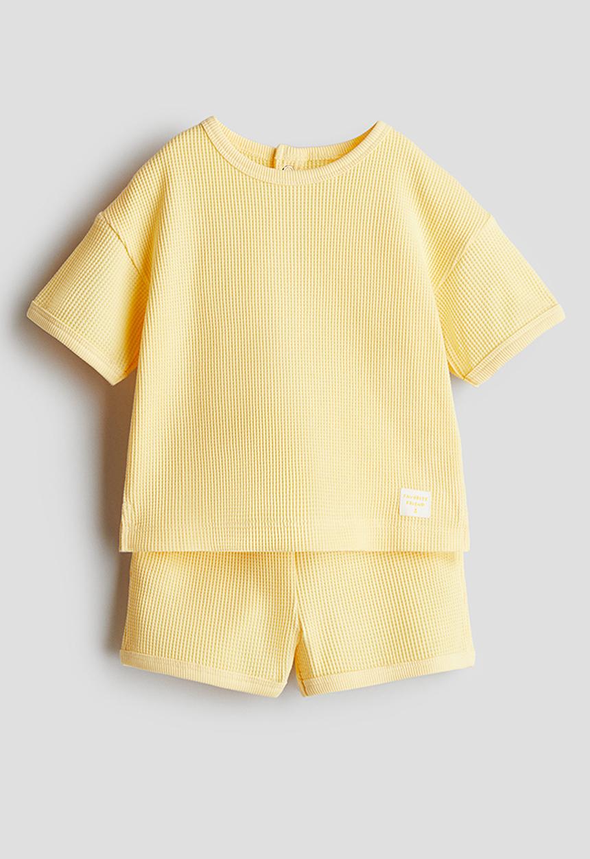 H&M - 2-piece waffled cotton set - yellow