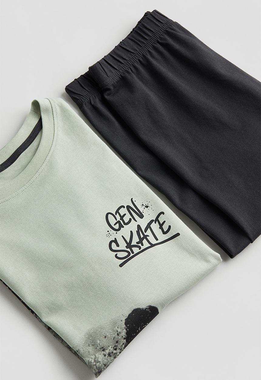 H&M - Cotton jersey pyjamas - light green & gen skate