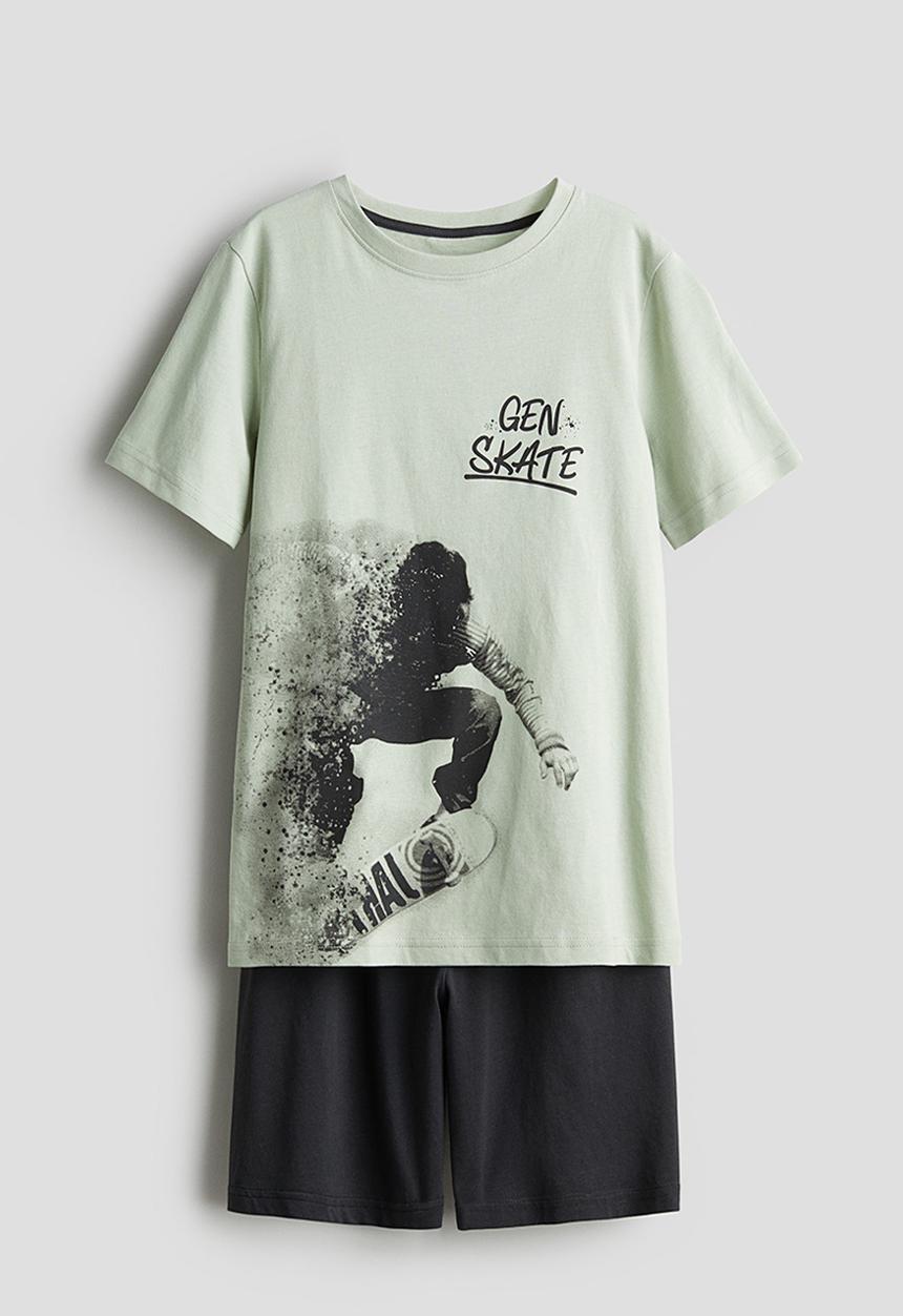 H&M - Cotton jersey pyjamas - light green & gen skate