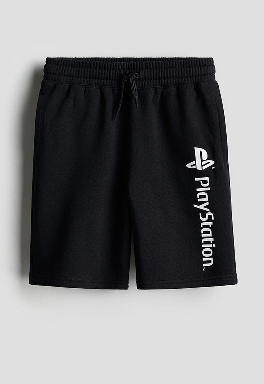 H&M - Print-motif sweatshorts - black & playstation