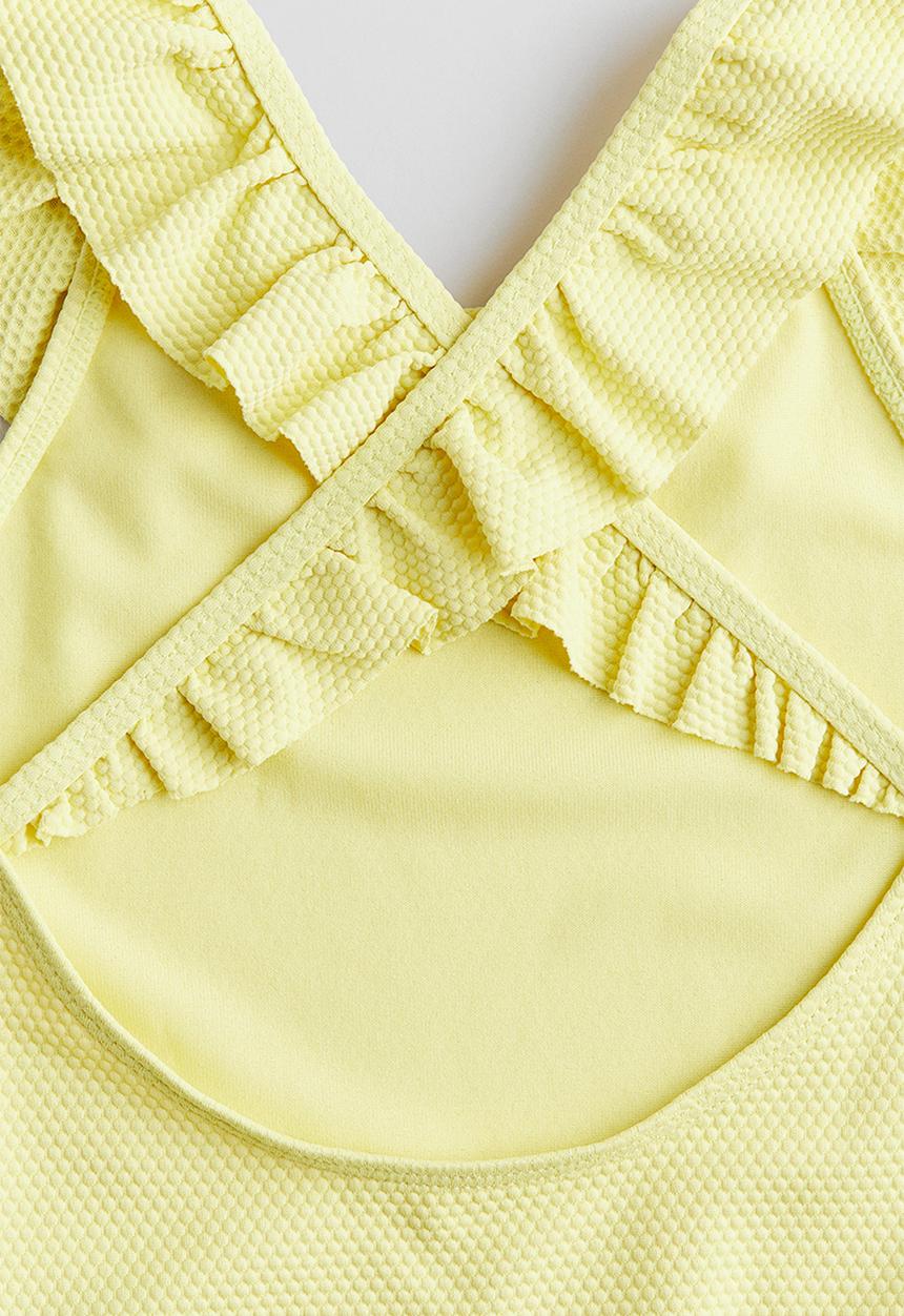 H&M - Flounce-trimmed swimsuit - light yellow 