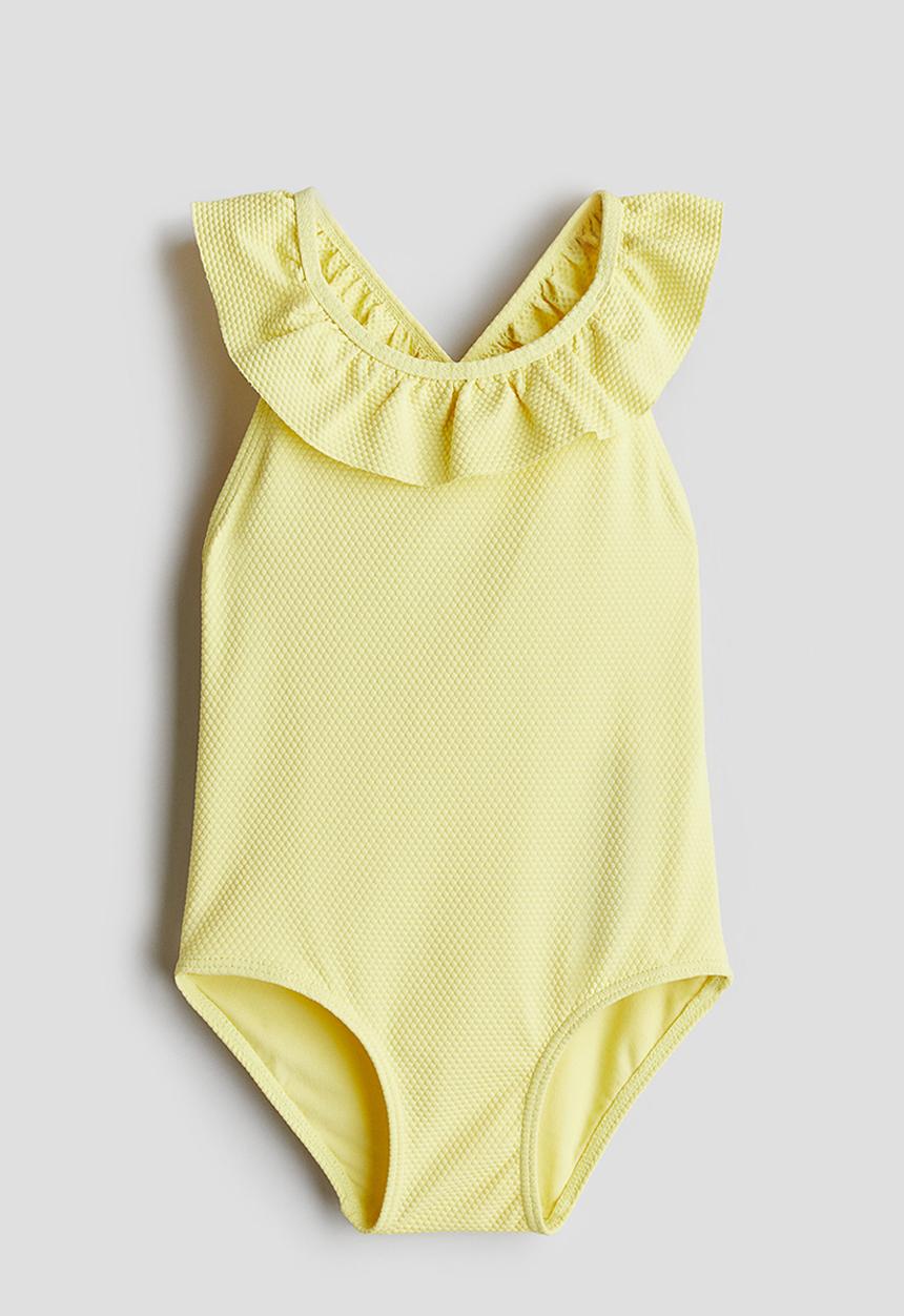 H&M - Flounce-trimmed swimsuit - light yellow 