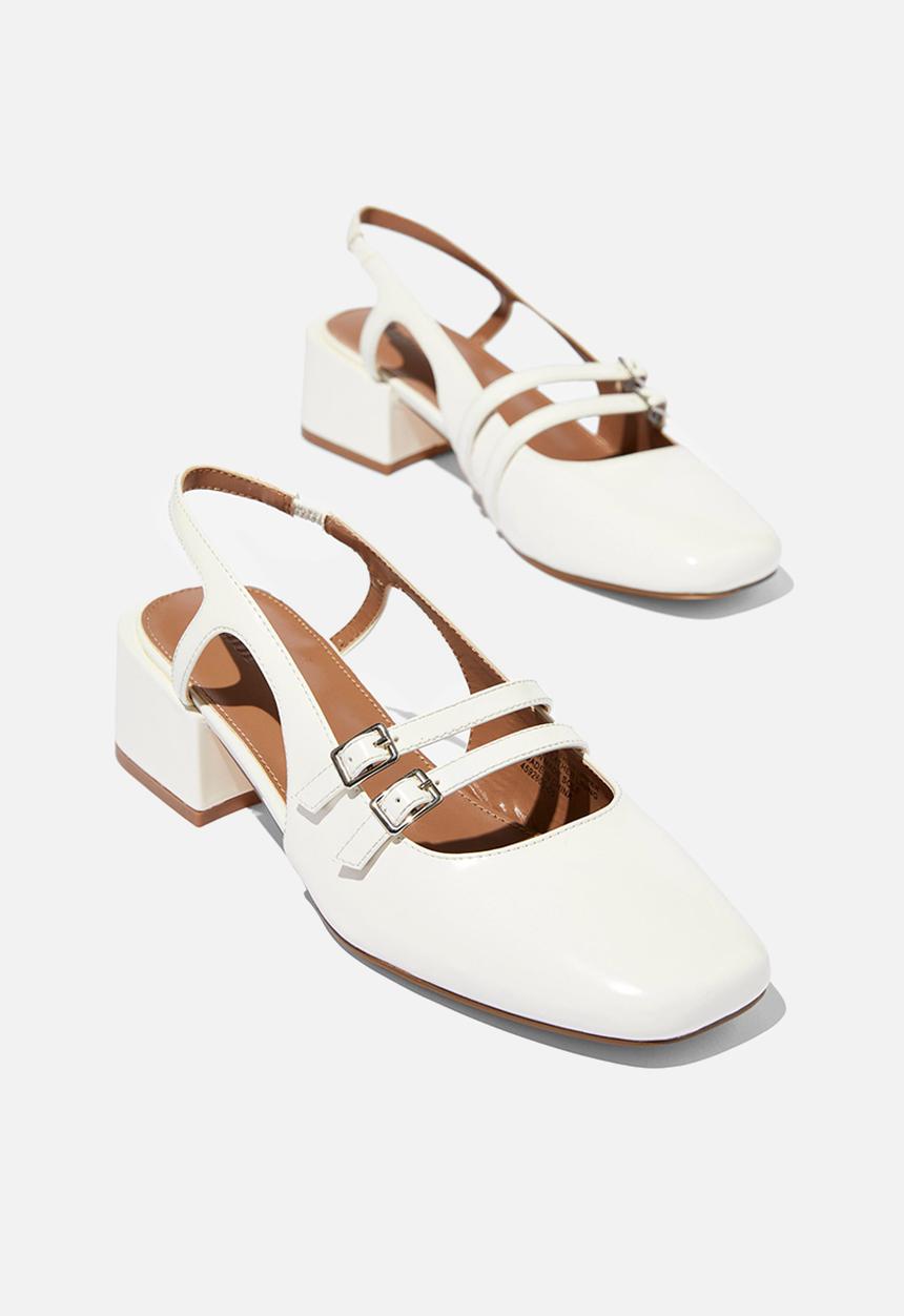 Cotton On - Bonnie Slingback Block Heel - Ecru Gloss