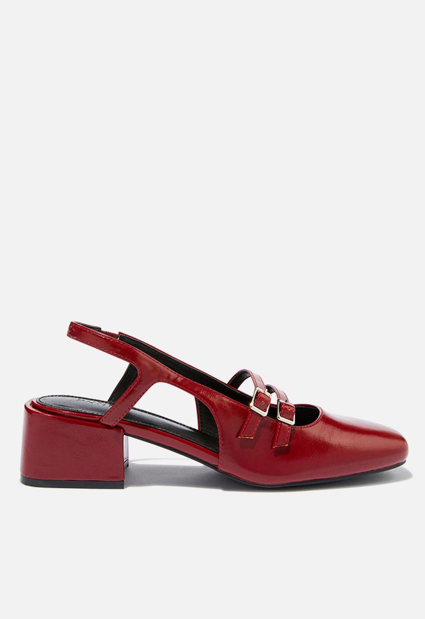 Cotton On - Bonnie slingback block heel - deep red gloss