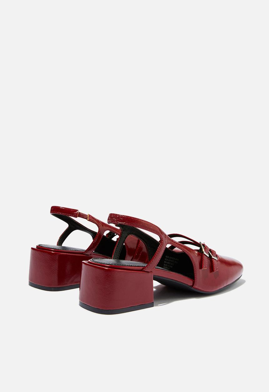 Cotton On - Bonnie slingback block heel - deep red gloss