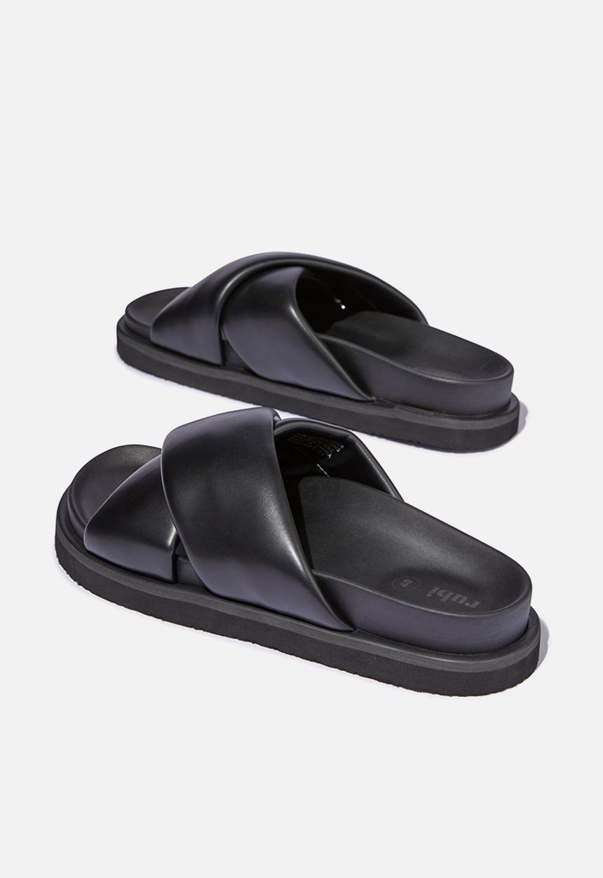 Cotton On - Elidy Padded Crossover Slide - Black Smooth
