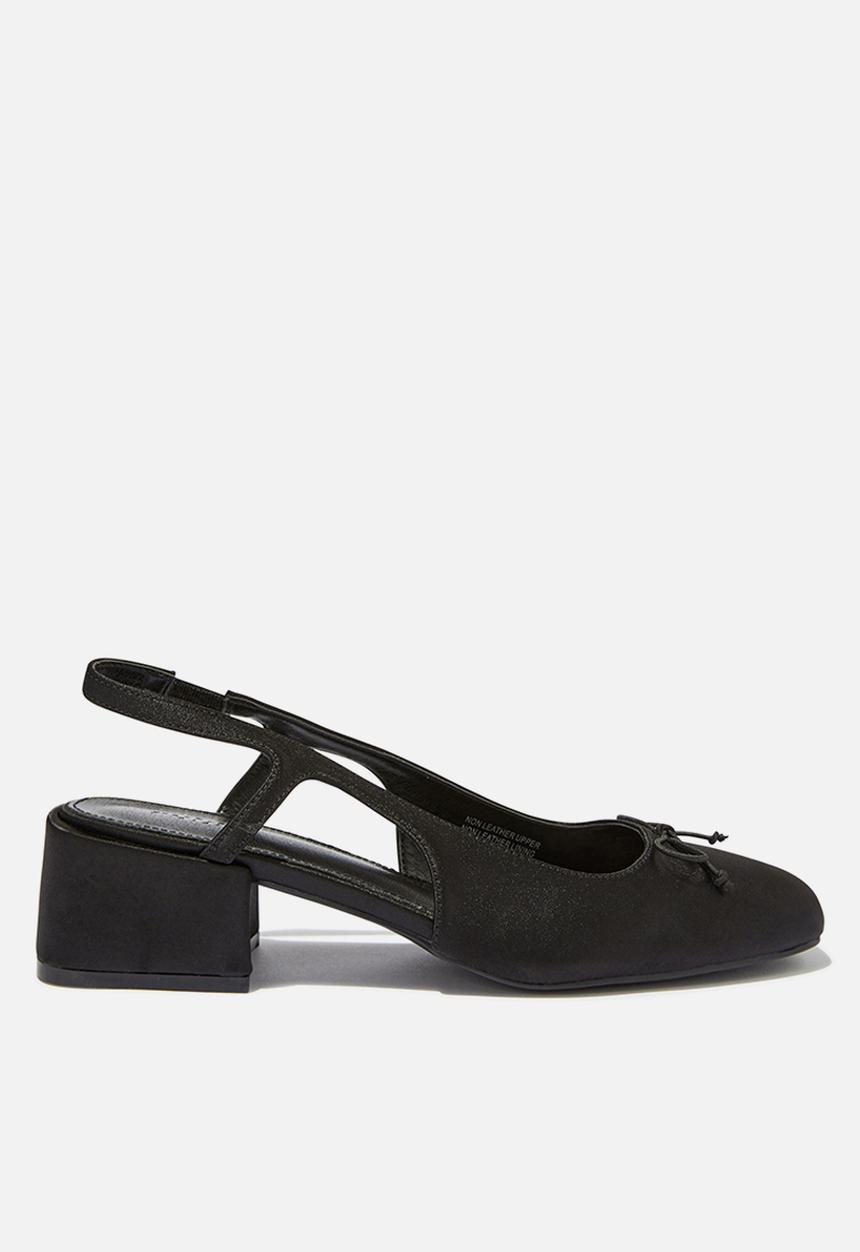Cotton On - Betty Ballet Block Heel - Black Satin