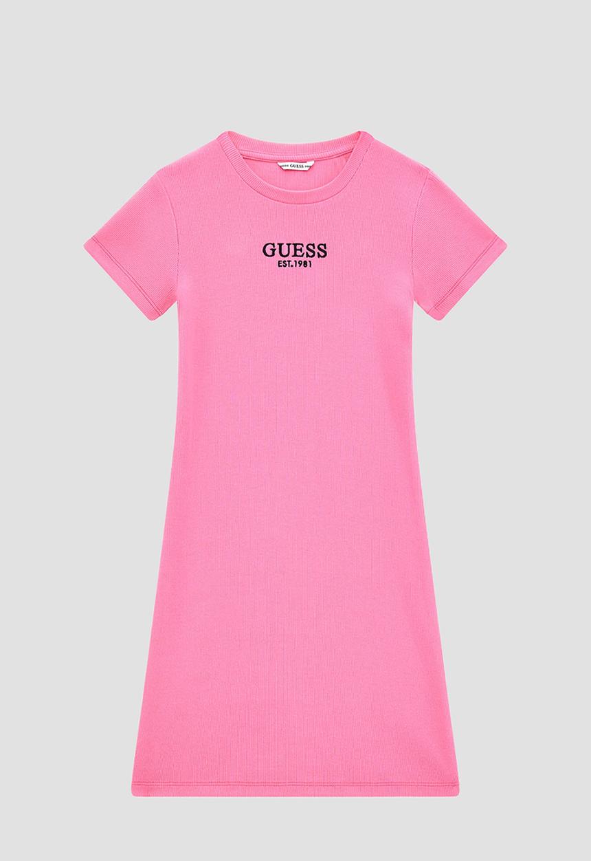 GUESS - Stretch rib ss dress - caramel rose