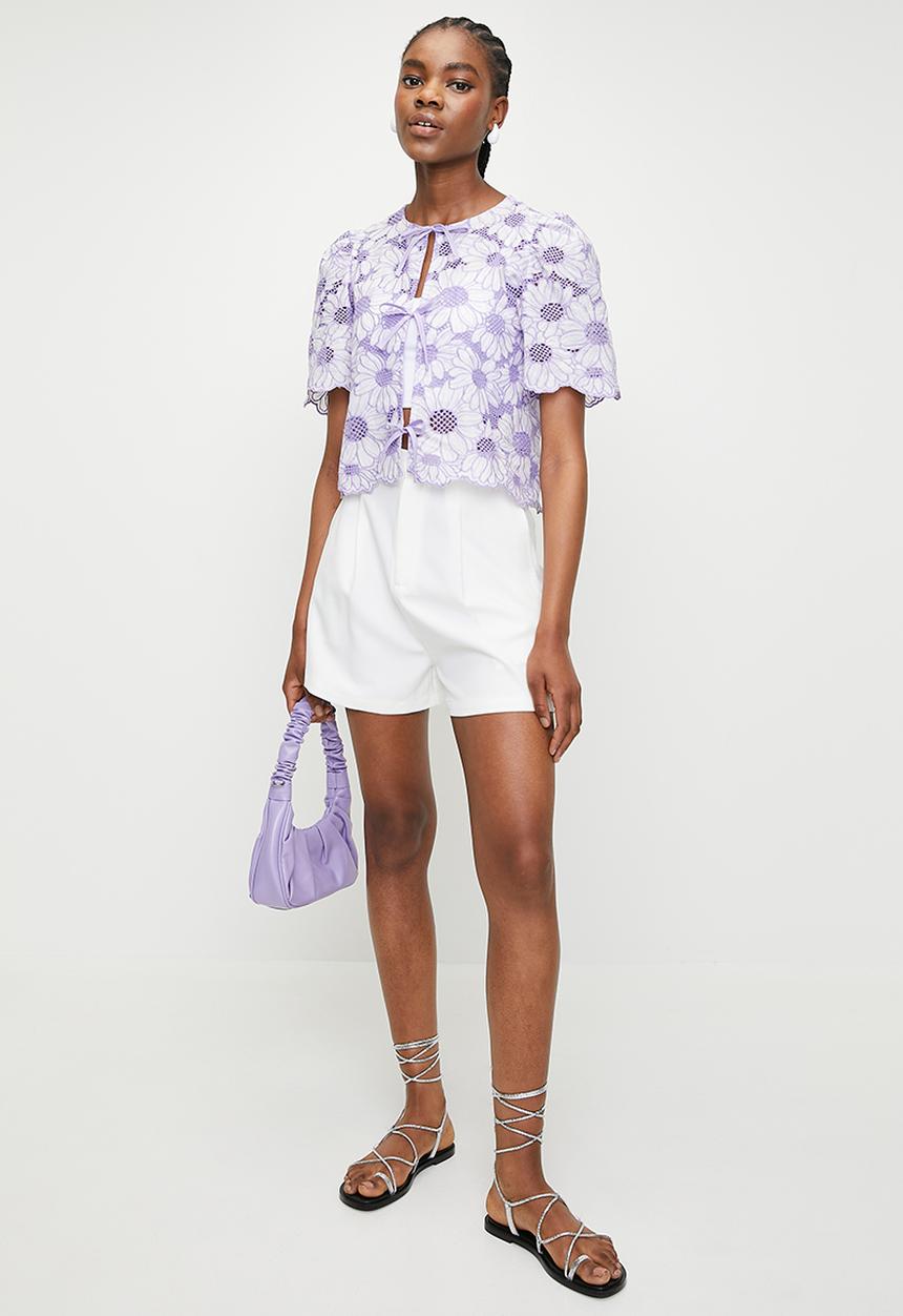 Me&B - Bow Top  In Anglaise Lilac - Lilac