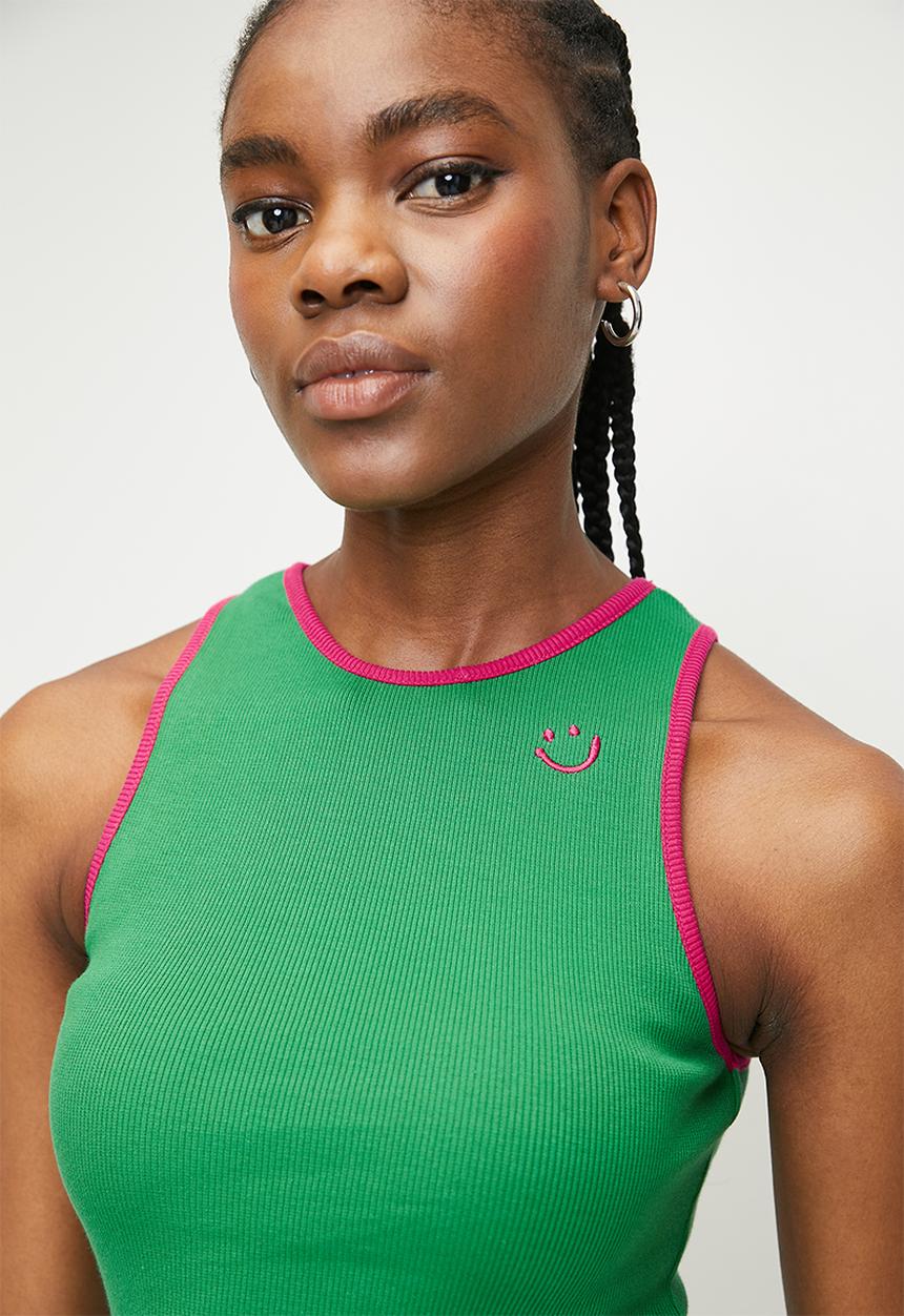 Me&B - Contrast Binding Rib Vest - Pink & green