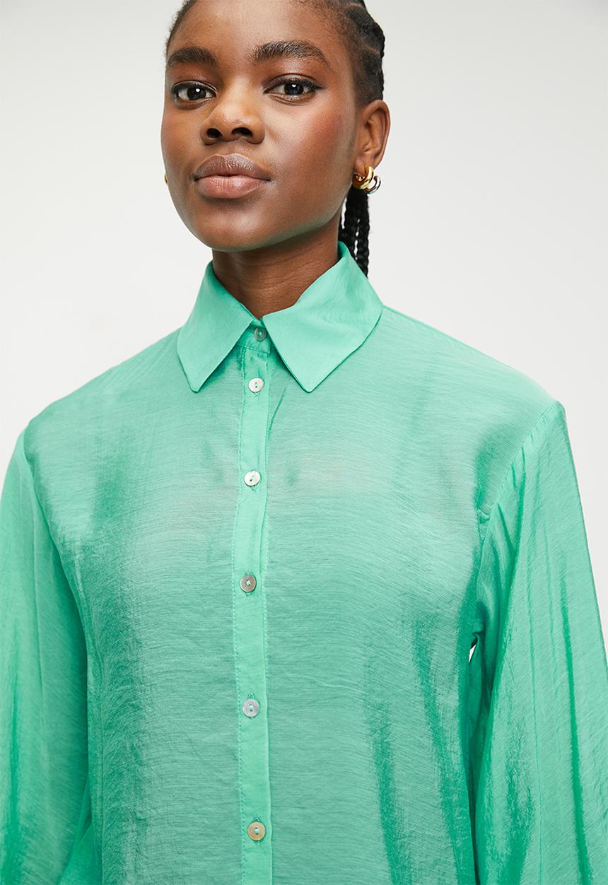 Me&B - The Sheer Bellow Sleeve Shirt  - Seafoam