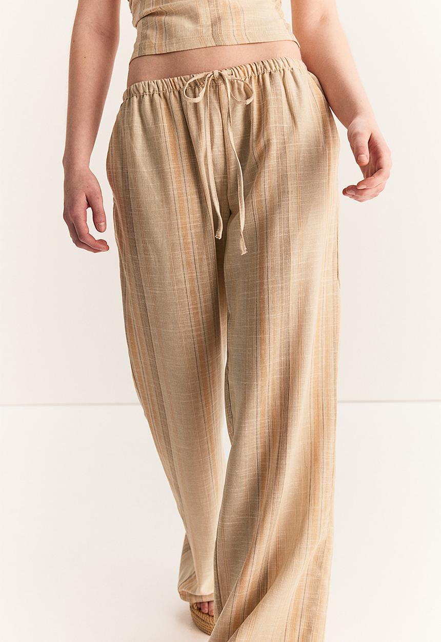 H&M - Linen-blend pull-on trousers - beige striped