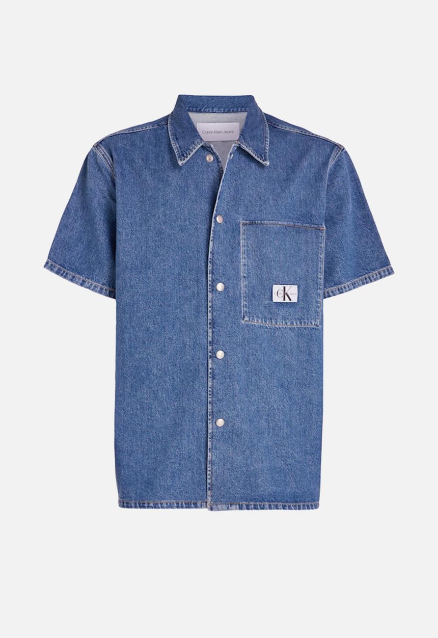 Calvin Klein - CAMP Denim Short Sleeve Shirt - Denim Medium