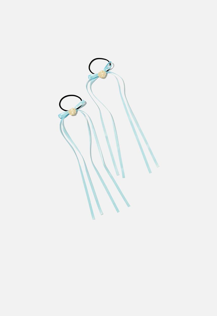 Rubi - 2 Pack poppy hair bows - blue/ecru rose