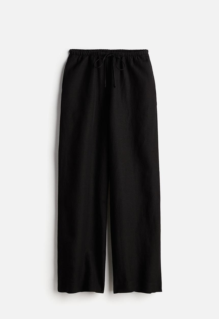 H&M - Linen-blend trousers - black