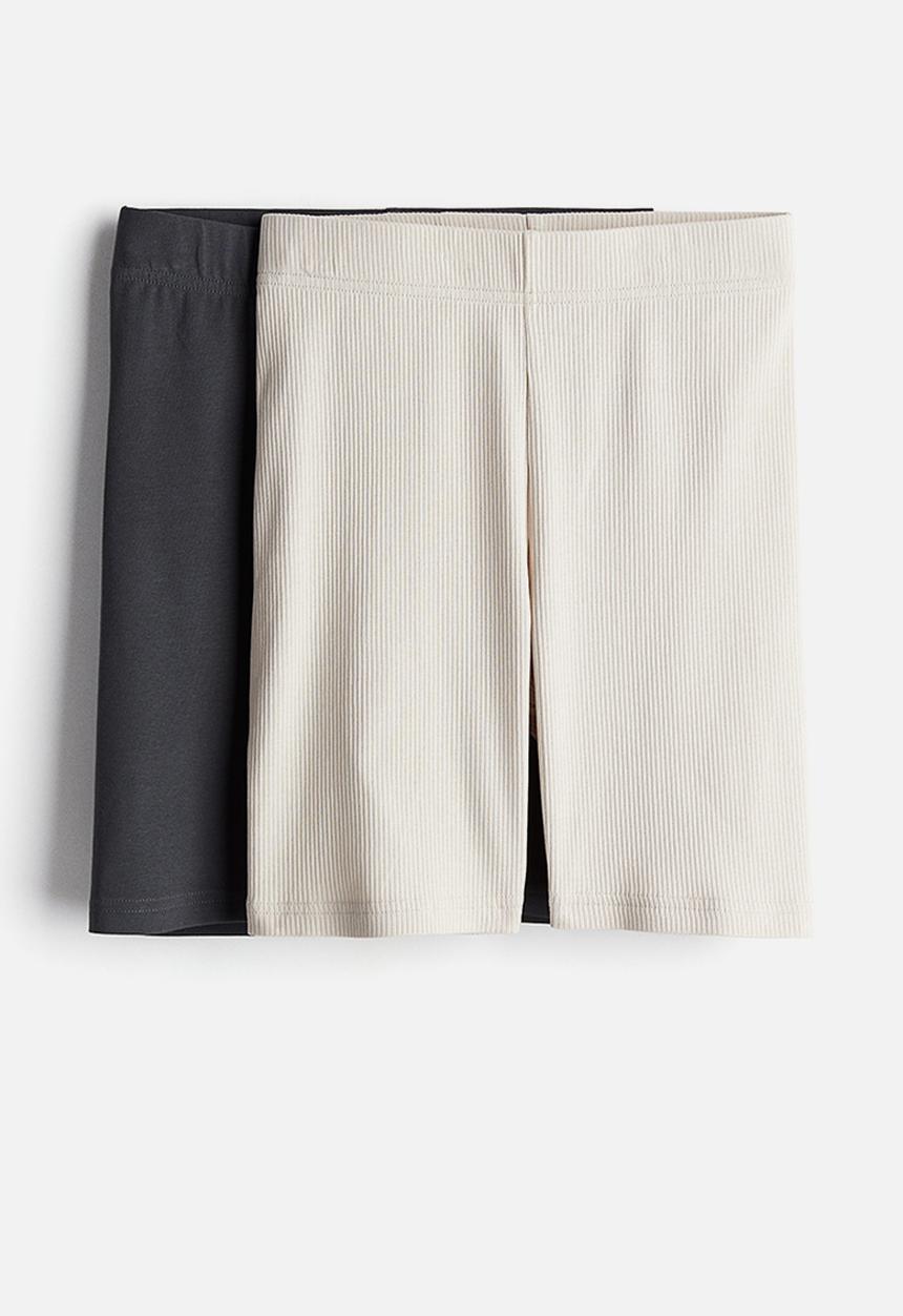 H&M - 2-Pack cycling shorts - light beige dark grey