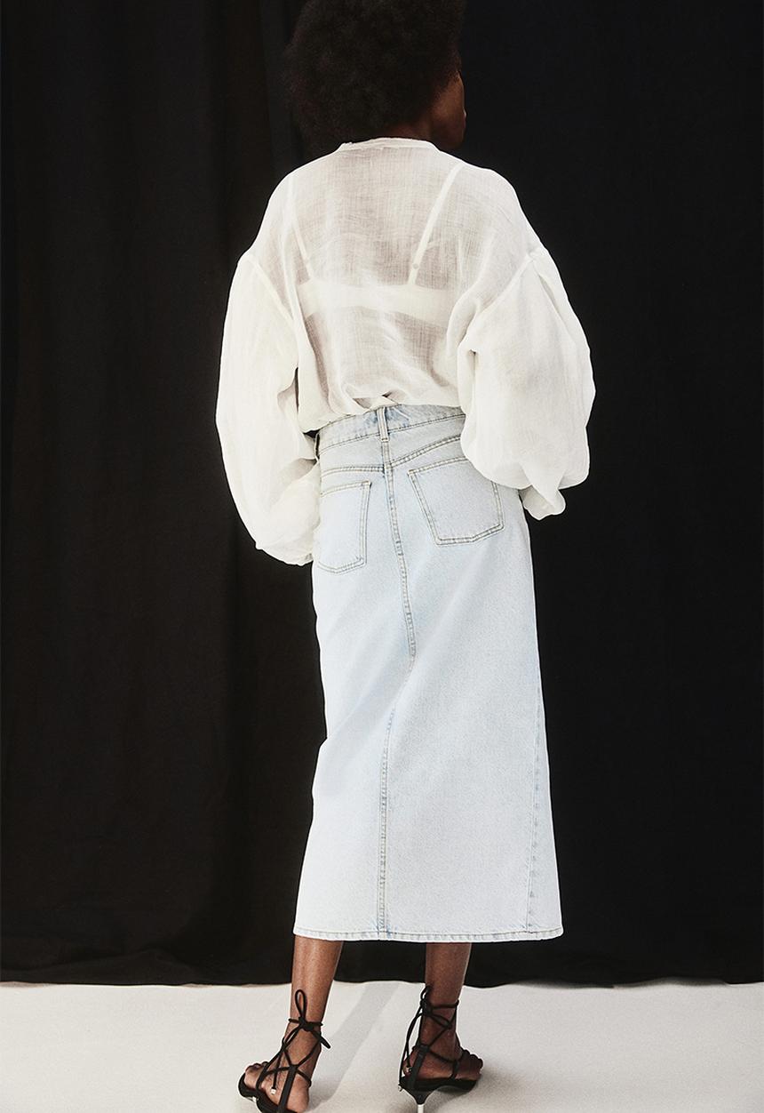 H&M - Midi denim skirt - light denim blue