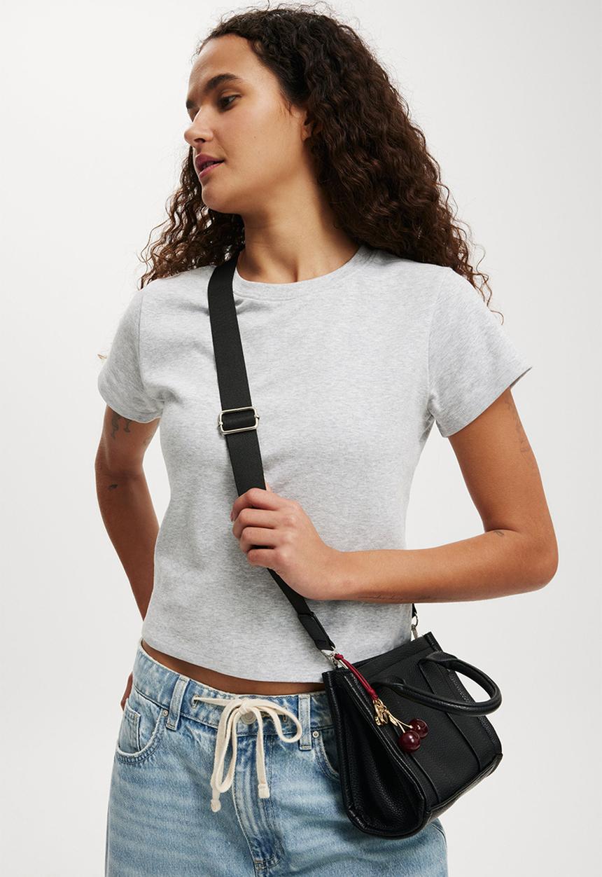 Rubi - The mini stand by tote - black pebble
