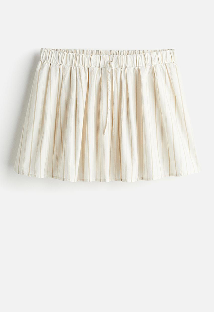 H&M - Voluminous mini skirt - natural white striped