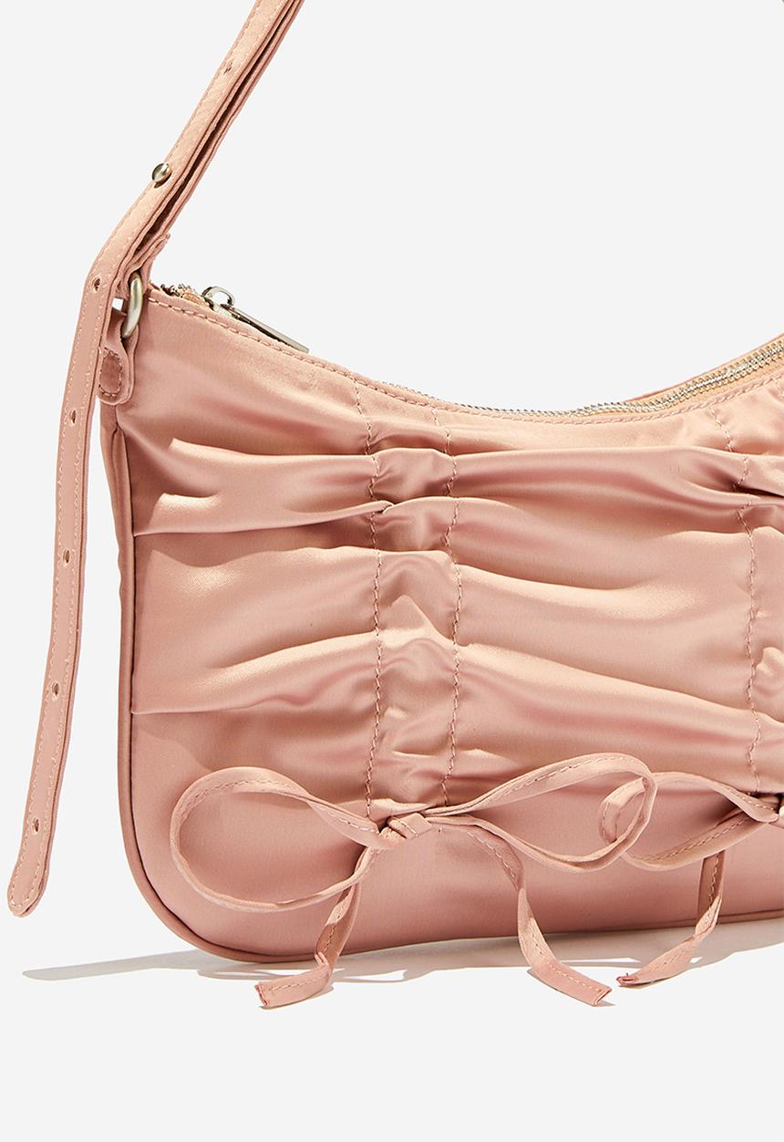 Rubi - Aries collection bag - ruched bows/pink satin