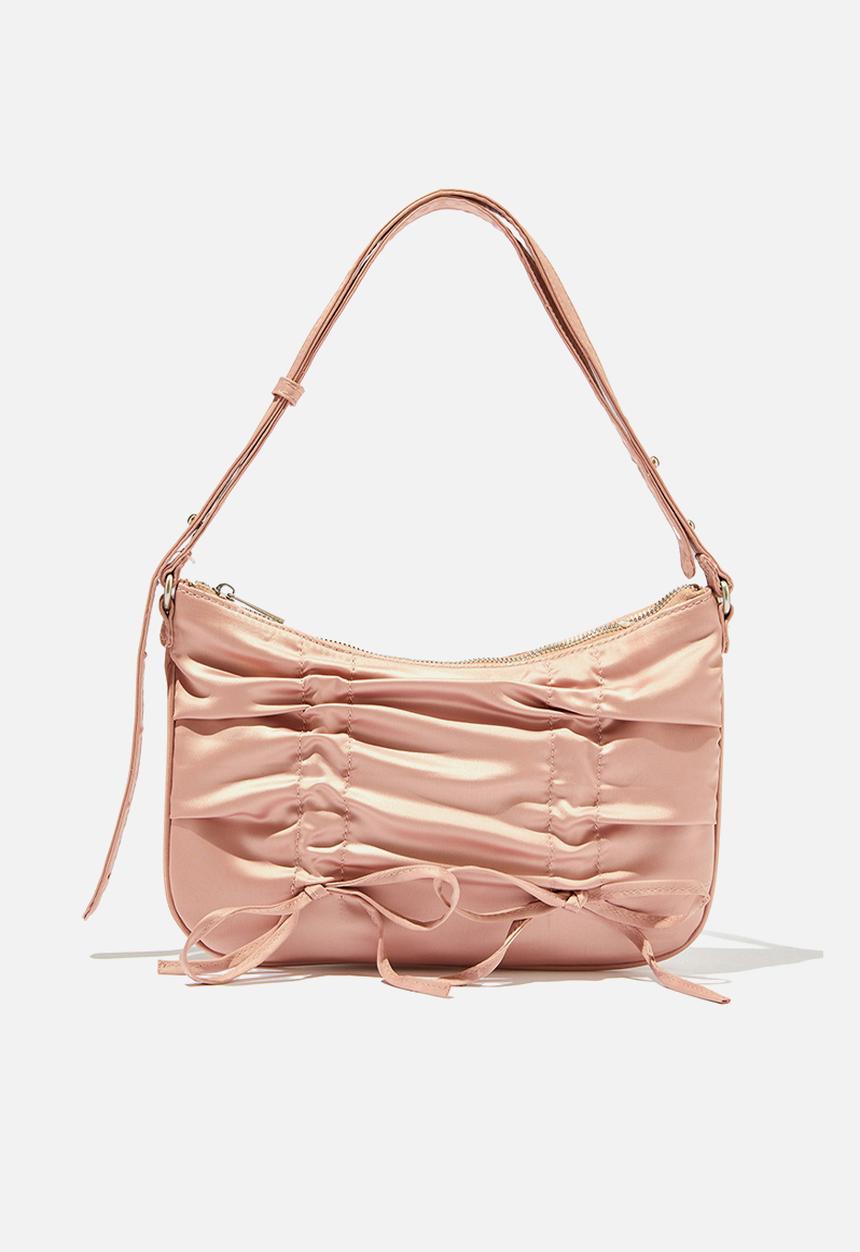 Rubi - Aries collection bag - ruched bows/pink satin
