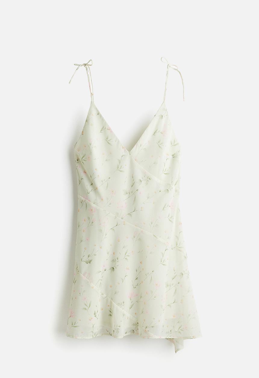 H&M - Sheer asymmetric dress - cream/floral