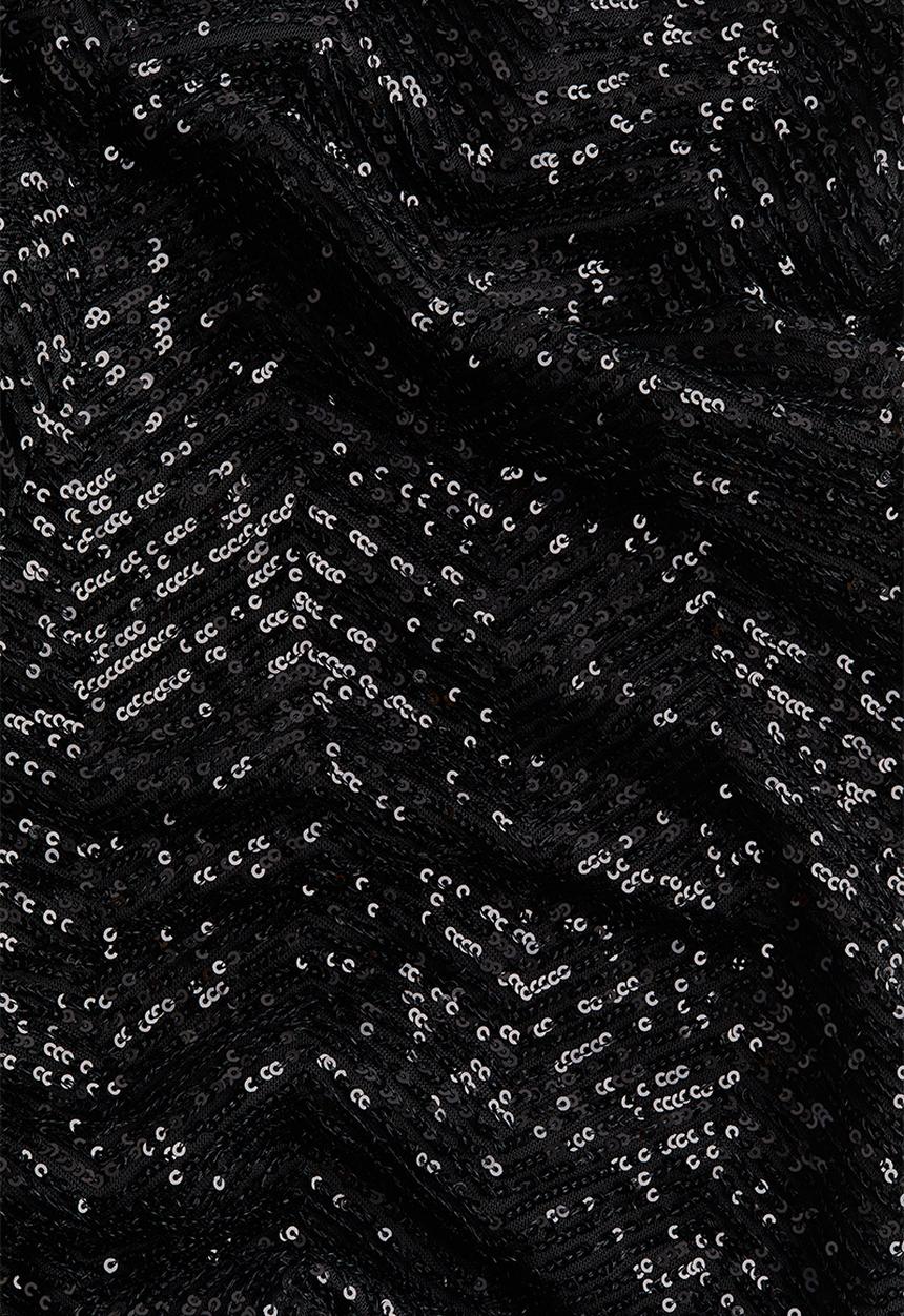 H&M - Sequined trousers - black herringbone-patterned