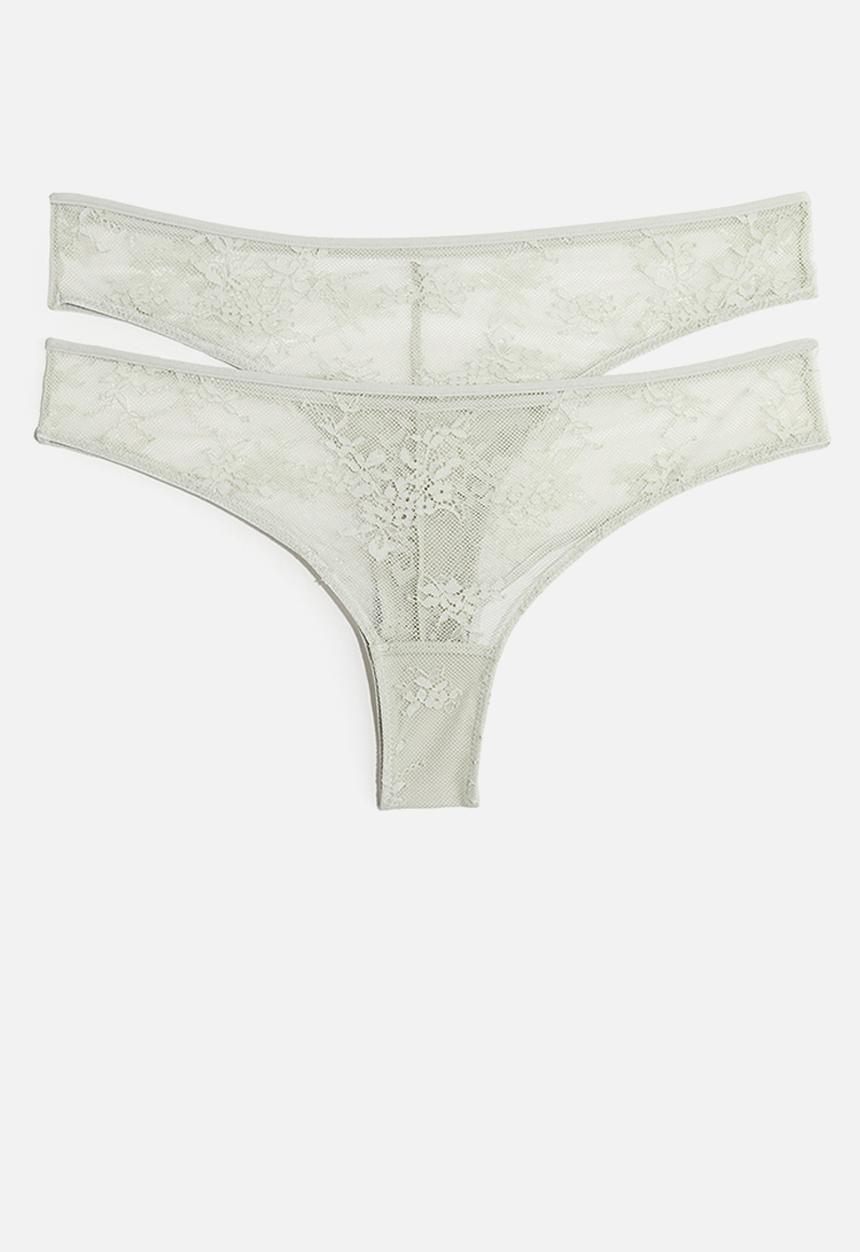 H&M - 2-Pack lace brazilian briefs - light sage green