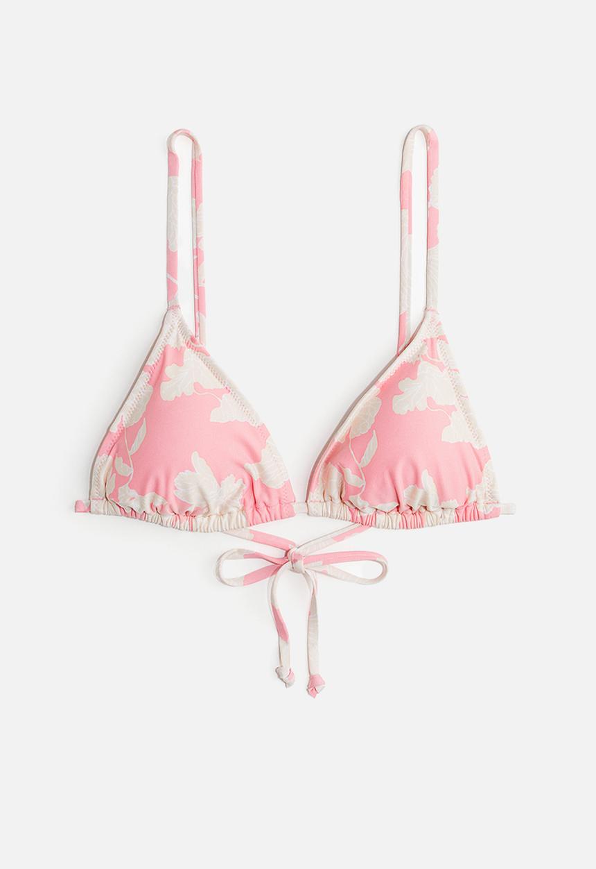 H&M - Padded triangle bikini top - light pink floral