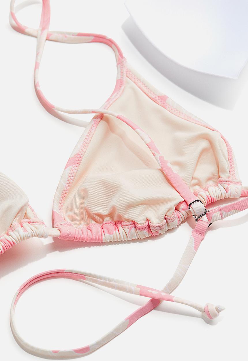 H&M - Padded triangle bikini top - light pink floral