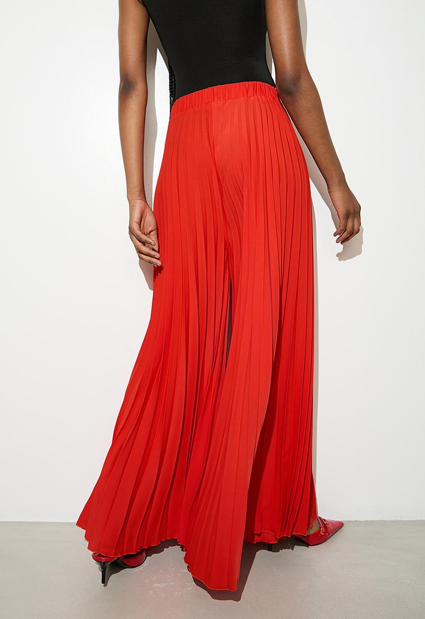 VELVET - Printed pleated palazzo - red