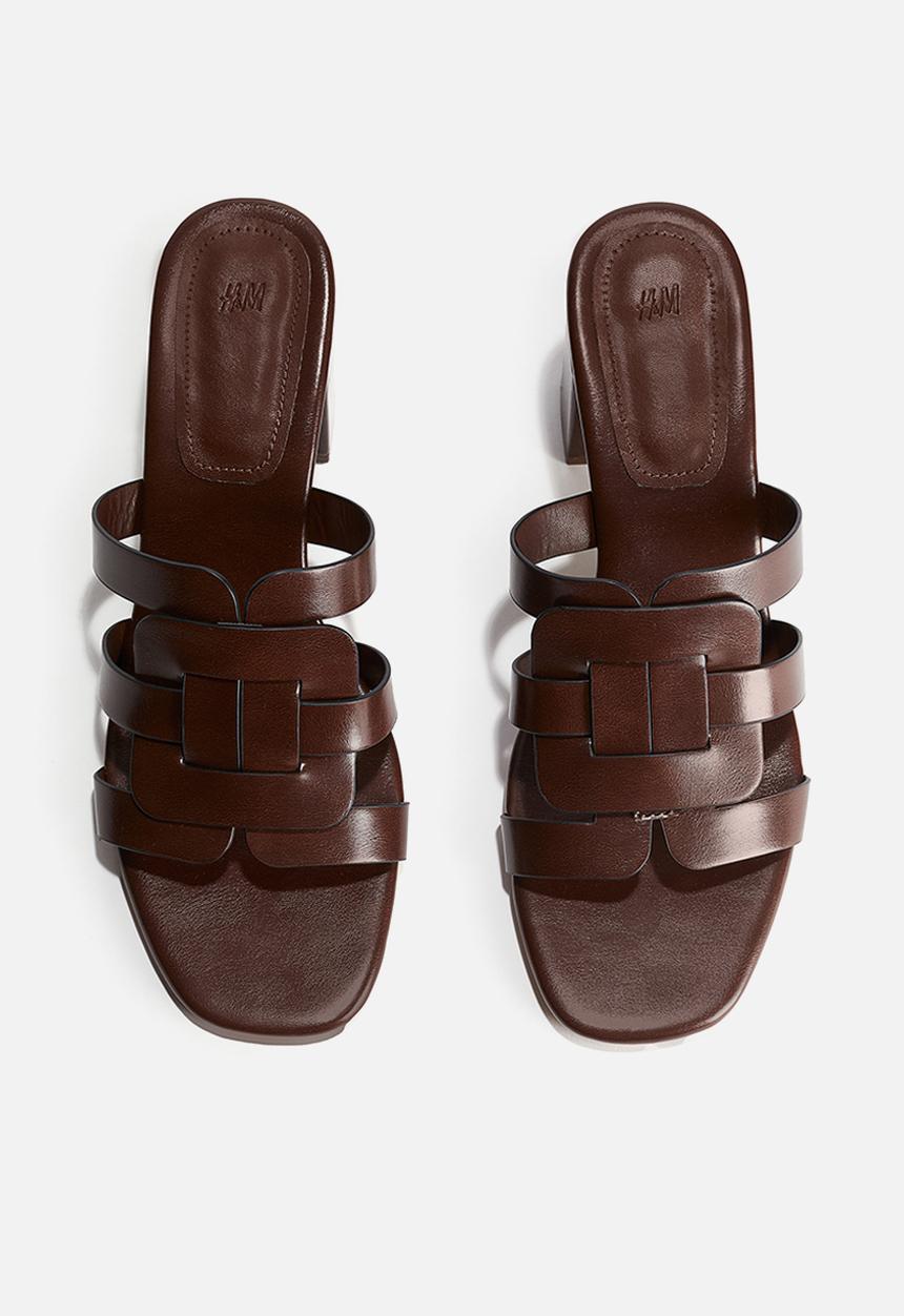 H&M - Block-heeled sandals - dark brown