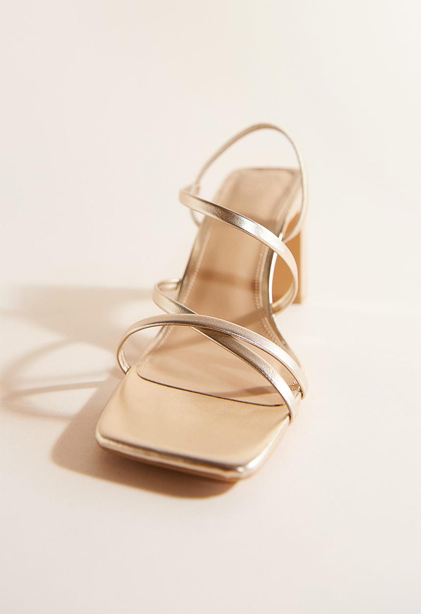 H&M - Block-heeled sandals - gold-coloured 