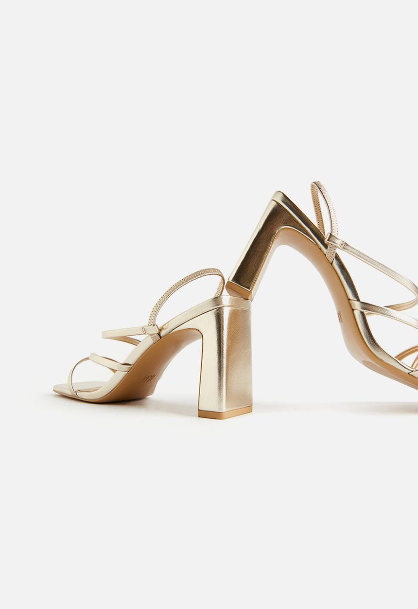 H&M - Block-heeled sandals - gold-coloured 
