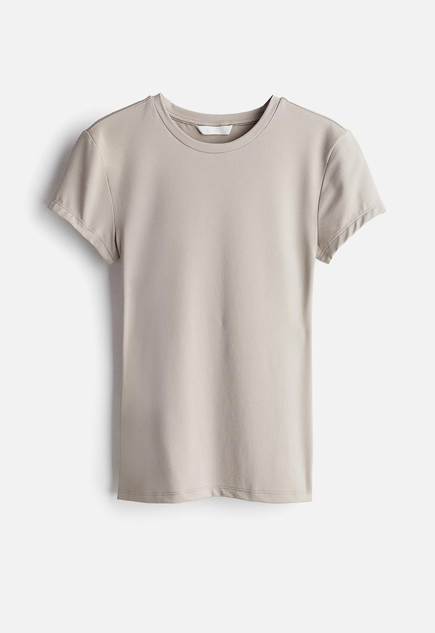 H&M - Fitted microfibre T-shirt - light greige