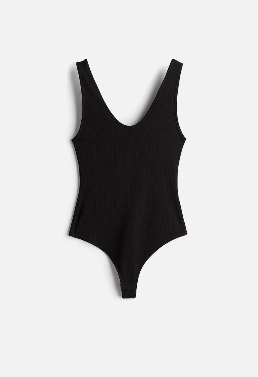H&M - Ribbed thong body - black